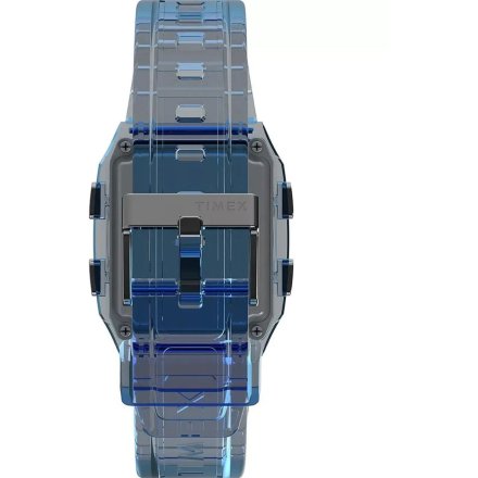 Timex Q TW2W45100 transparentny niebieski zegarek damski na pasku z wyświetlaczem