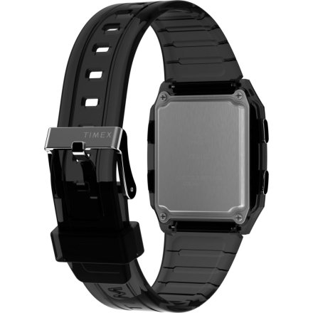 Timex Q TW2W45000 transparentny szary zegarek damski na pasku z wyświetlaczem