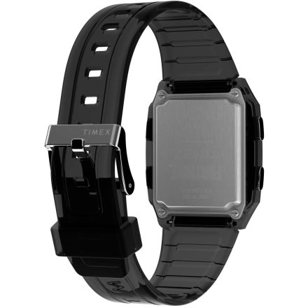 Timex Q Fortnite TW2W96500 transparentny czarny zegarek na pasku z wyświetlaczem
