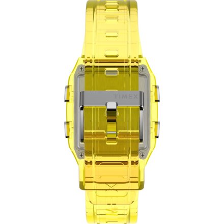 Timex Q Fortnite TW2W96600 transparentny żółty zegarek na pasku z wyświetlaczem