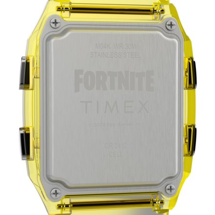 Timex Q Fortnite TW2W96600 transparentny żółty zegarek na pasku z wyświetlaczem