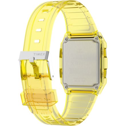 Timex Q Fortnite TW2W96600 transparentny żółty zegarek na pasku z wyświetlaczem