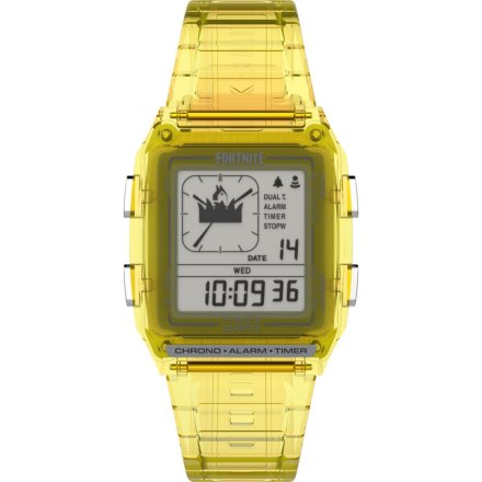 Timex Q Fortnite TW2W96600 transparentny żółty zegarek na pasku z wyświetlaczem