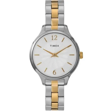 Timex Peyton TW2W98100 złoto-srebrny zegarek damski z białą tarczą