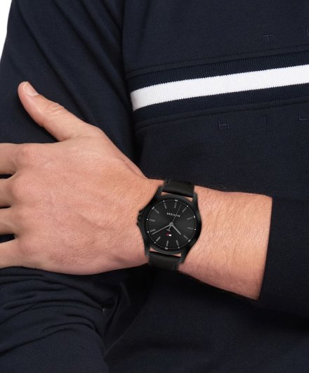 Tommy Hilfiger Bruce zegarek męski czarny z czarnym paskem 1792190
