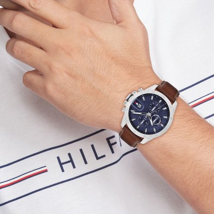 Tommy Hilfiger Jameson zegarek męski srebrny z chronografem 1792195