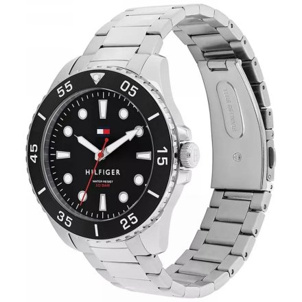 Tommy Hilfiger Oceanic Diver zegarek męski srebrny z czarną tarczą 1792203