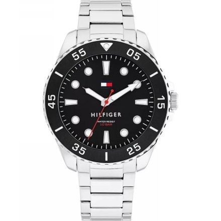 Tommy Hilfiger Oceanic Diver zegarek męski srebrny z czarną tarczą 1792203