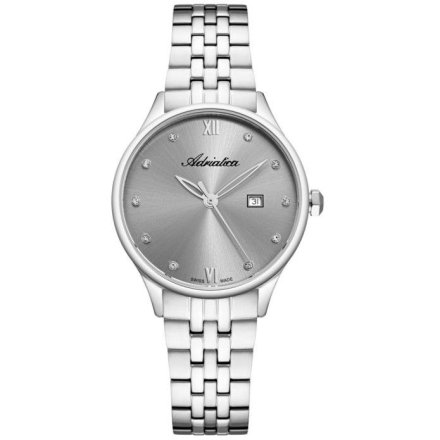 Zegarek damski Adriatica srebrny z datownikiem  A3547.5187Q Swiss Made