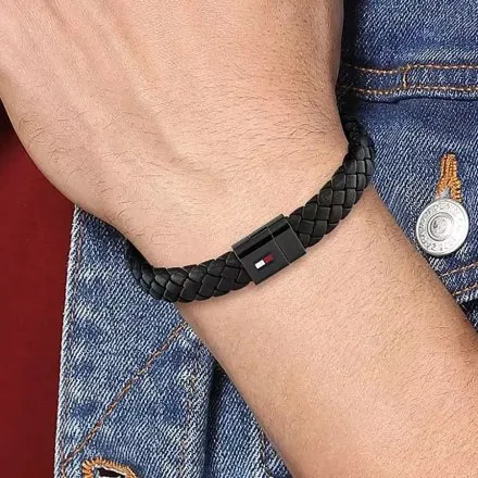Tommy Hilfiger bransoletka męska skórzana czarna 2790331