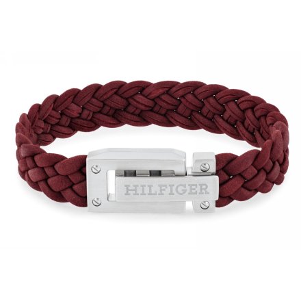 Tommy Hilfiger Flat Braided Leather bransoletka męska skórzana bordowa 2790519