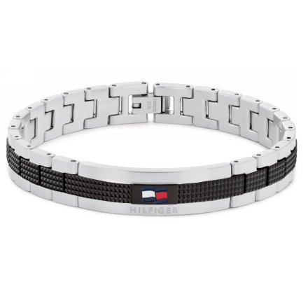 Tommy Hilfiger bransoletka męska srebrno-czarna 2790643