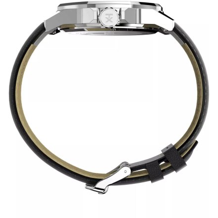 Timex Essex Day & Date TW2W92900 Męski zegarek srebrny na czarnym  pasku