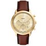 Fossil Neutra zegarek męski ze złotą tarczą na brązowym pasku FS6113
