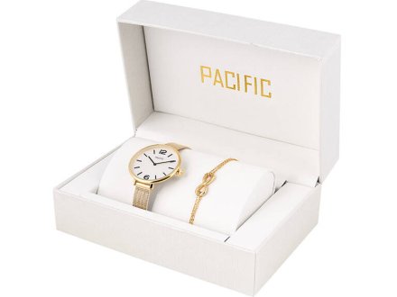 Komplet na prezent złoty elegancki zegarek damski + bransoletka PACIFIC X6168-03