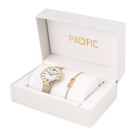 Komplet na prezent złoty elegancki zegarek damski + bransoletka PACIFIC X6168-03