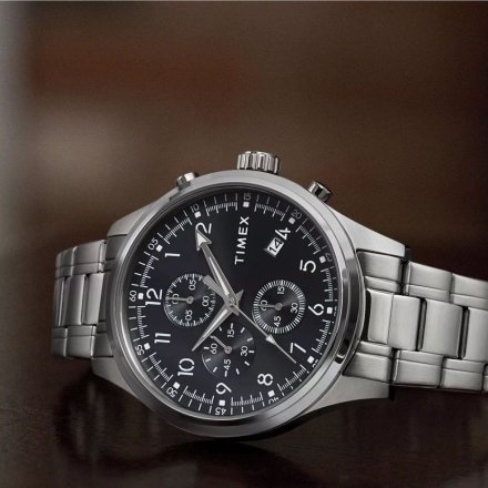 Timex Dress Chronograph TW2Y01400 srebrny zegarek męski z bransoletą