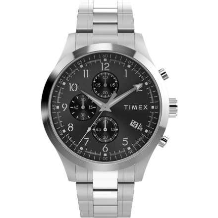 Timex Dress Chronograph TW2Y01400 srebrny zegarek męski z bransoletą