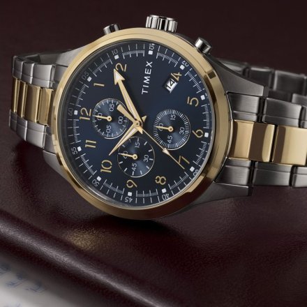 Timex Dress Chronograph TW2Y01500 złoto-srebrny zegarek męski z bransoletą