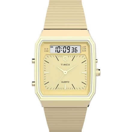 Timex Q Ana-Digi Reissue TW2Y06000 zegarek męski złoty z wyświetlaczem