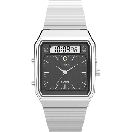 Timex Q Ana-Digi Reissue TW2Y05900 zegarek męski srebrny z wyświetlaczem
