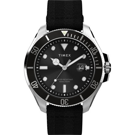 Timex Harborside Coast TW2Y09200 Zegarek męski srebrny na czarnym pasku