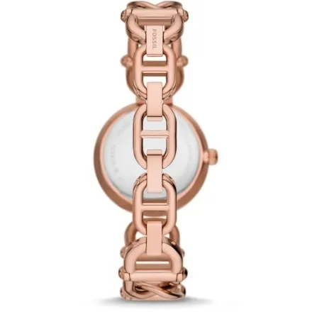 Fossil Carlie zegarek damski różowozłoty z bransoletką łańcuch ES5273