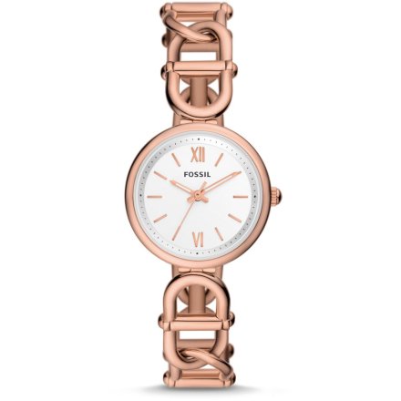 Fossil Carlie zegarek damski różowozłoty z bransoletką łańcuch ES5273
