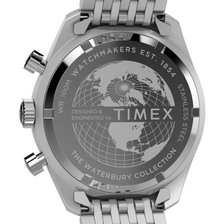 Timex Waterbury Chronograph TW2Y18700 Zegarek męski srebrny na bransolecie 