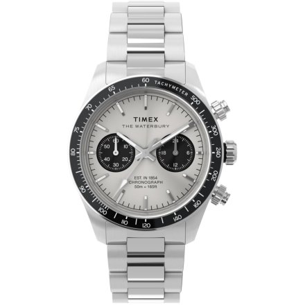 Timex Waterbury Heritage Chronograph TW2Y19200 Zegarek męski srebrny na bransolecie
