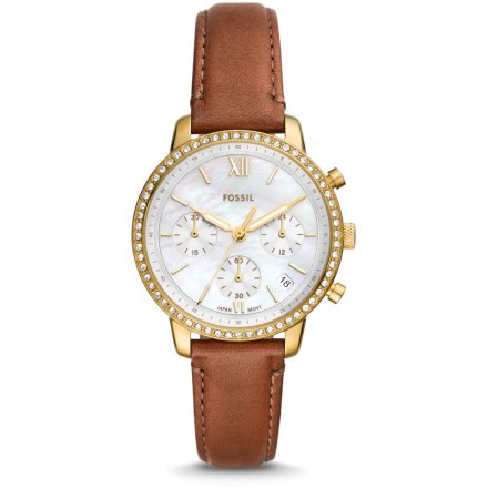 Fossil Neutra Chronograph Zegarek Damski na brązowym pasku ES5278