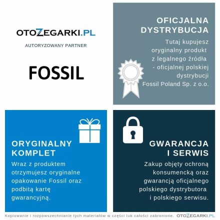 Fossil Scarlette zegarek damski srebrny z bransoletką i datownikiem ES5300