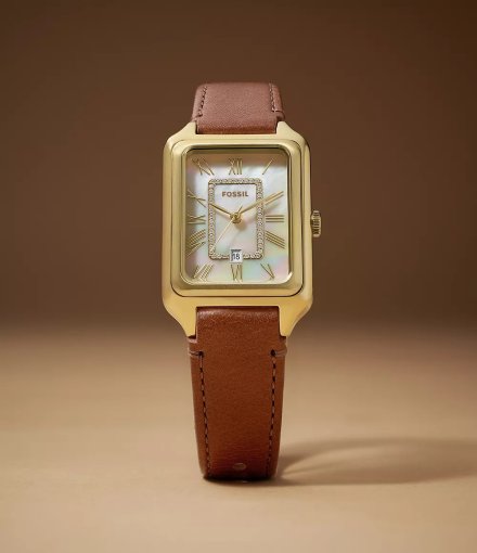 Fossil Raquel Zegarek Damski na brązowym pasku z datownikiem ES5307