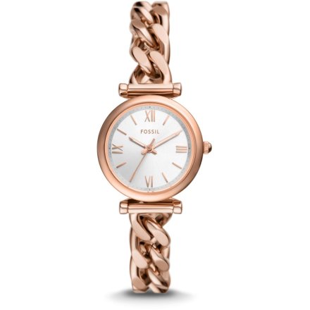 Fossil Carlie zegarek damski różowozłoty z bransoletką łańcuch ES5330