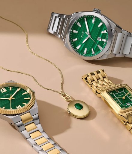 Fossil Scarlette zegarek damski srebrno-złoty z bransoletką ES5334