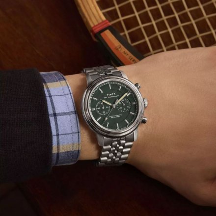 Timex Waterbury Metropolitan TW2Y23600 Zegarek męski klasyczny z zieloną tarczą chronograf