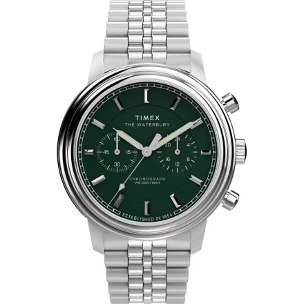 Timex Waterbury Metropolitan TW2Y23600 Zegarek męski klasyczny z zieloną tarczą chronograf