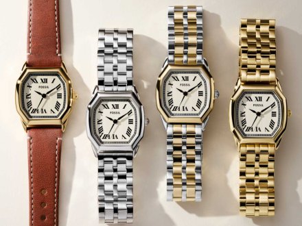 Fossil Harlow zegarek damski różowozłoty retro na bransoletce ES5386