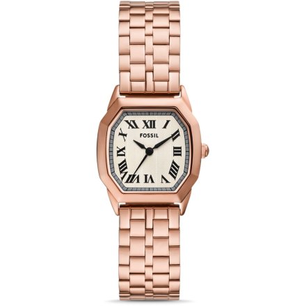 Fossil Harlow zegarek damski różowozłoty retro na bransoletce ES5386