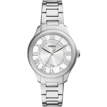 Fossil Gilmore zegarek damski srebrny z bransoletką i datownikiem ES5393
