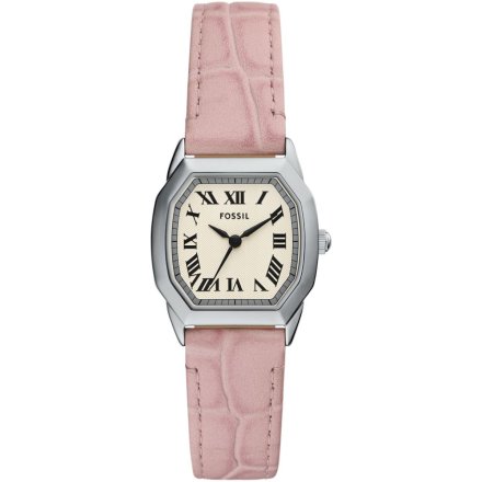 Fossil Harlow zegarek damski srebrny retro na różowym pasku ES5406