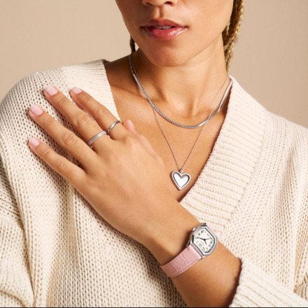 Fossil Harlow zegarek damski srebrny retro na różowym pasku ES5406
