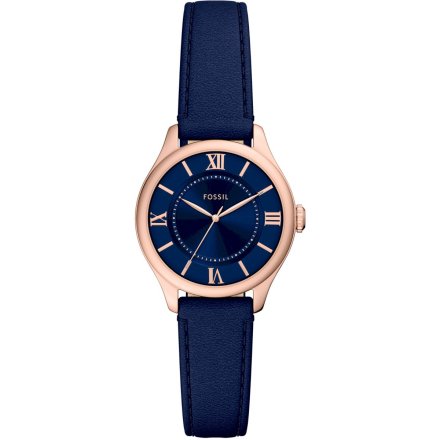 Fossil Leather Zegarek Damski na granatowym pasku ES5424