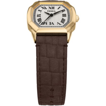 Fossil Harlow zegarek damski złoty retro na brązowym pasku ES5426