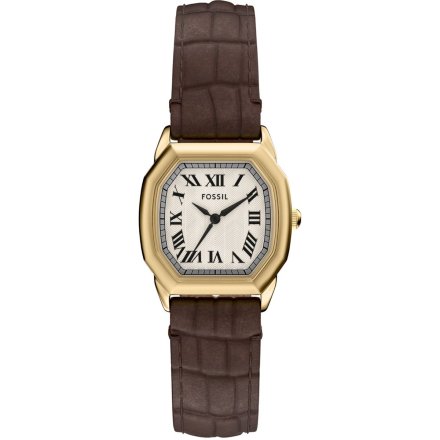 Fossil Harlow zegarek damski złoty retro na brązowym pasku ES5426