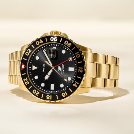 Fossil Blue GMT Zegarek Męski Złoty na bransolecie FS5990