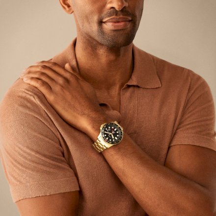 Fossil Blue GMT Zegarek Męski Złoty na bransolecie FS5990