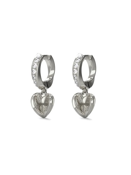 Guess Mon Amour srebrne kolczyki serce kryształki JUBE04615JW