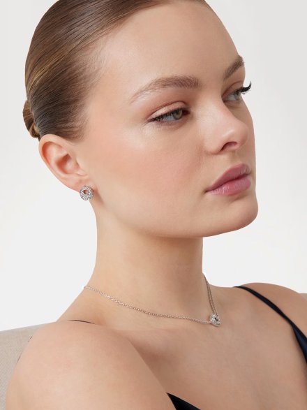 Guess BLOOMING SUMMER srebrne kolczyki z kryształami wkrętki JUBE05225JWRH