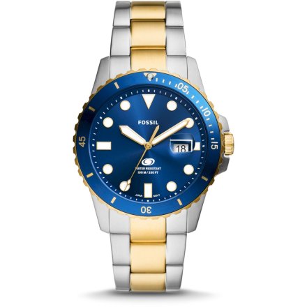 Fossil BLUE DIVE Zegarek Męski na srebrno-złotej bransolecie FS6034
